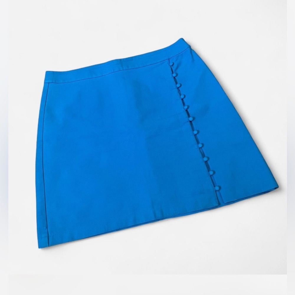 LOFT Bright Blue Mini Skirt with Side Button Detail
